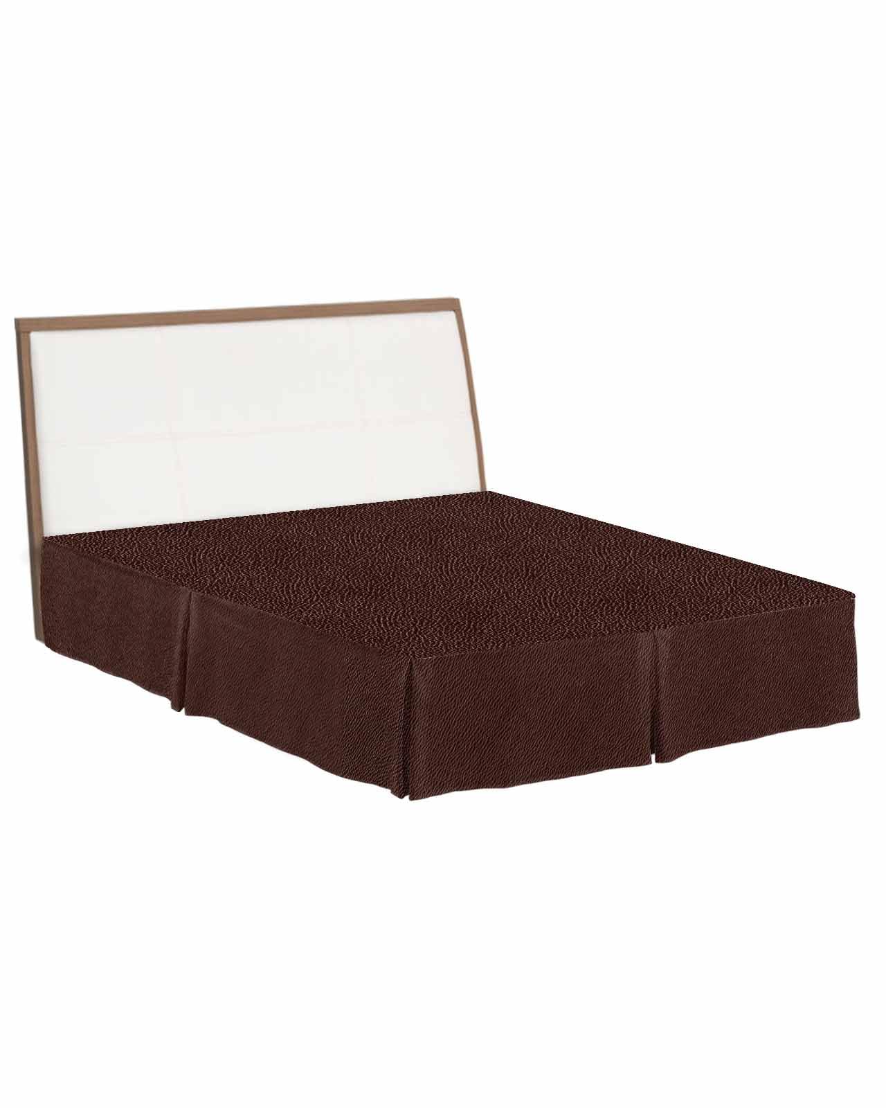 Photo 1 of **Pic for reference** Brown Leather Texture Bed Skirt Queen Size 16 Inch Drop with Split Corners, Farmhouse Vintage Dust Ruffled Pleated Bed Skirts Wrap Around Tailored Bed Skirt Valance for Bedroom