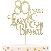 Golden 80 Years Love Blessed Cake Topper - 80th Birthday Cake Topper，happy 80th Birthday Cake Topper,80th Anniversary Wedding Birthday Party Decoration