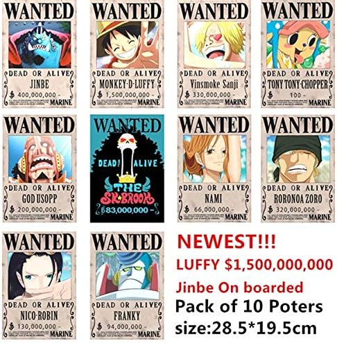 B123 Action & Toy Figures - PCS/LOT ONE PIECE Wanted Posters Newest Anime Poster ONEPIECE Luffy Ace Jinbe Nami Chopper Robin Zoro Sanji Usopp Franky Toys 1 PCs