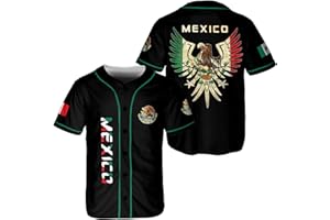BOZENTIM Mexico Baseball Jersey Shirts, Jersey De Mexico Flag Jersey for Men Women, Mexican Eagle Unisex Shirt Sports Gifts
