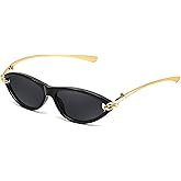 FEISEDY Retro Oval Cat Eye Sunglasses for Women Y2k Small Cateye Sun Glasses Womens Mens Trendy 90s Shades B4186