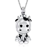 constantlife Cremation Jewelry for Ashes Stainless Steel Cute Cow Urn Necklace Memorial Pendant Human Pet Ash Holder Keepsake Gift for Women Men