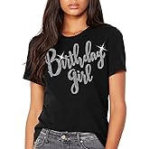 Womens Birthday Shirts - Real Crystal Rhinestone - Girly Birthday Shirt - Gifts for Women
