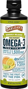 Barlean’s Seriously Delicious Omega-3 High Potency Fish Oil, Citrus Sorbet, 16-oz