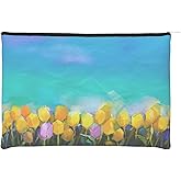 iapodiad Small Makeup Pouch for Women,Tulips Flowers Makeup Bag Travel Water Resistant Cosmetic Bags Purse Accessories Organizer Gift