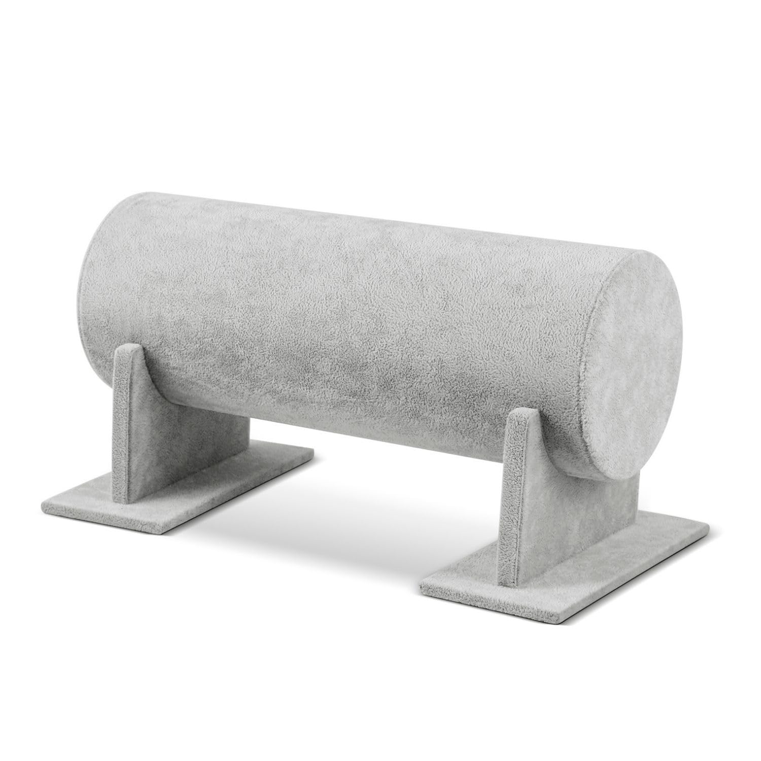 Flexzion Headband Display Stand - Soft Velvet Headband Holder Organizer Storage Rack with Detachable Base for Hair Hoop Accessories, Scrunchies, and Bracelet for Girls and Women, Gray