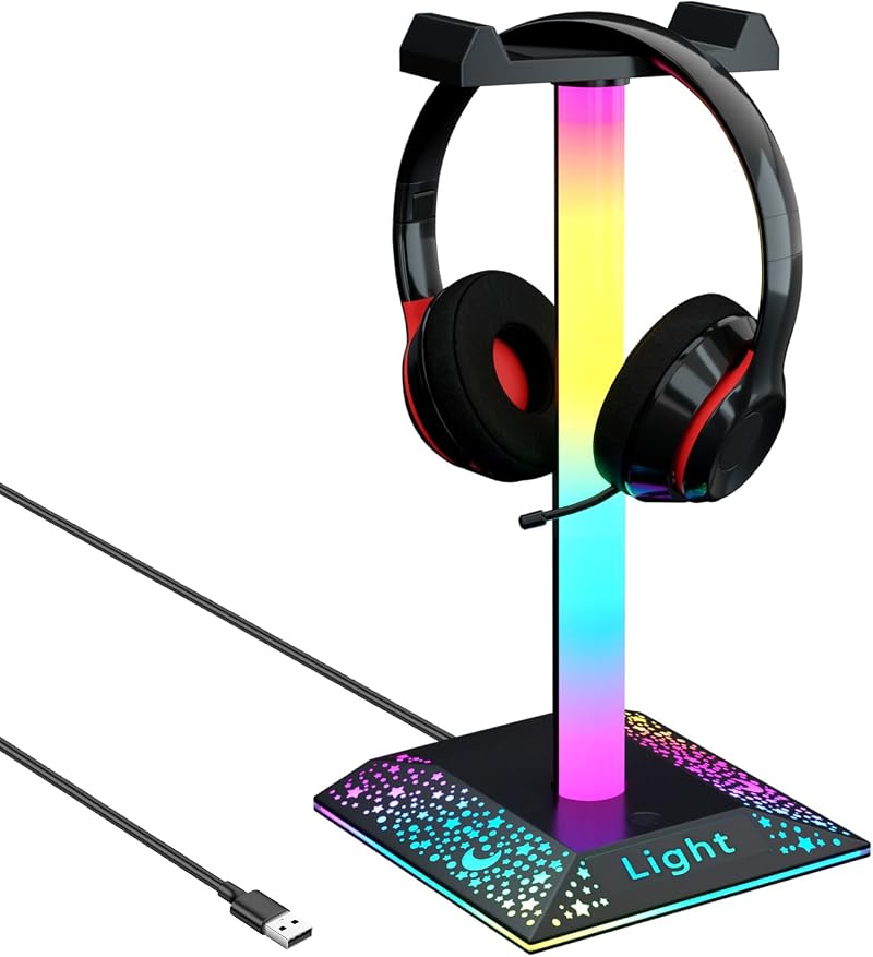GIPOYENT RGB Gaming Headphone Stand Light for Desktop PC Headset Accessories