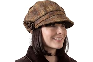 Hatman of Ireland Newsboy Hat for Women's Made in Ireland, 8 Panel Wool Cap, One-Size
