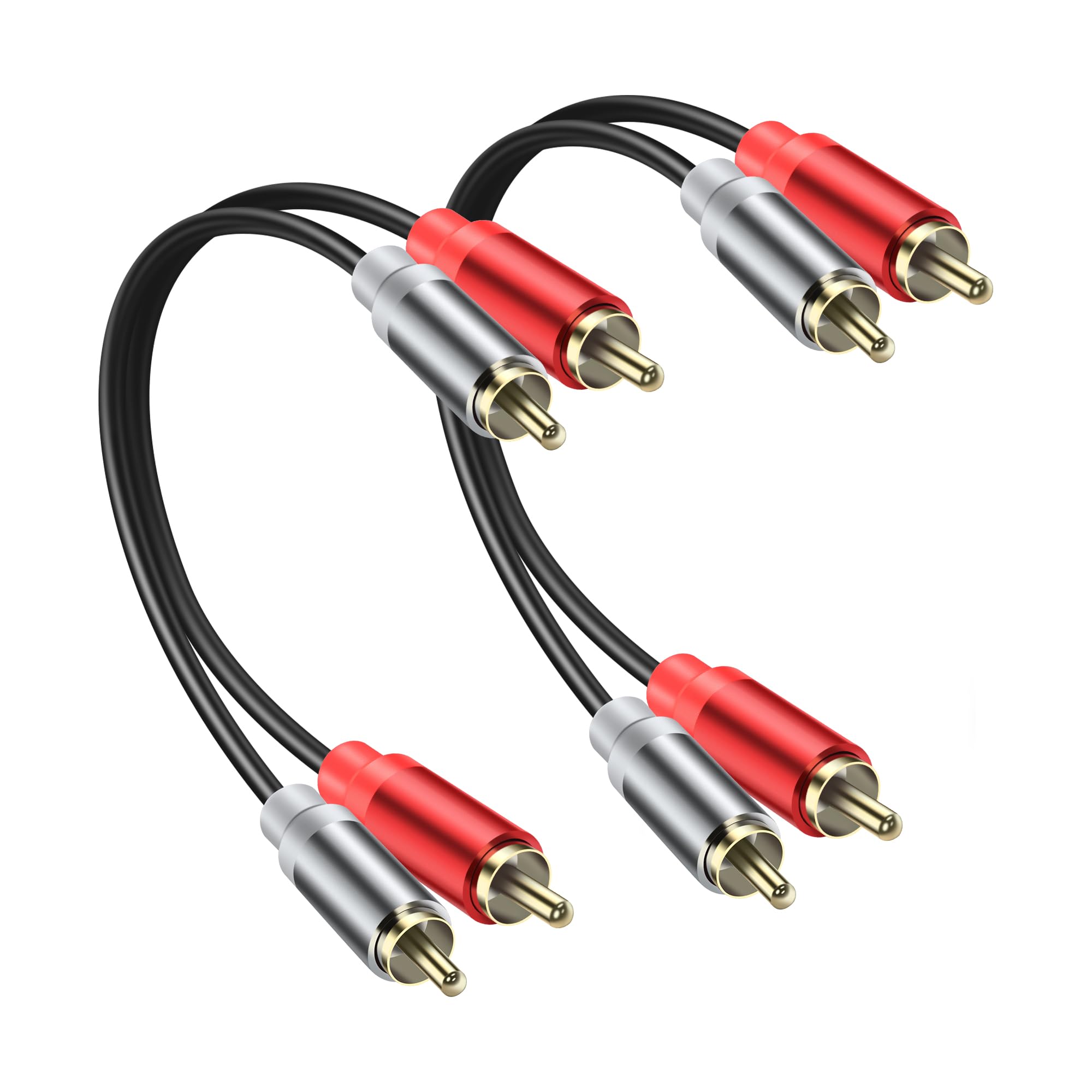 JSADZKJ 2RCA Video Extension Cable - Male to Male Short Subwoofer Stereo Audio Cable for HDTV Systems, Speakers, and DVD (2 Pcs)