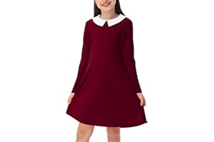Remimi Girl's Halloween Party Dress Peter Pan Collar Dress Long Sleeve Polo Dresses 5-14 Years