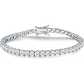 TIKJE 925 Sterling Silver 2-7mm Cubic Zirconia Classic Tennis Bracelet | White Gold Bracelets for Women | Size 6-8.5 inches
