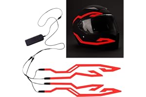 JIGUOOR 4PCS Motorcycle Helmet Light, Night Riding Signal Helmet EL Light, 3 Mode Led Helmet Light Strip Decoration Accessories Kit for Motorcycle (Red,Battery Powered)
