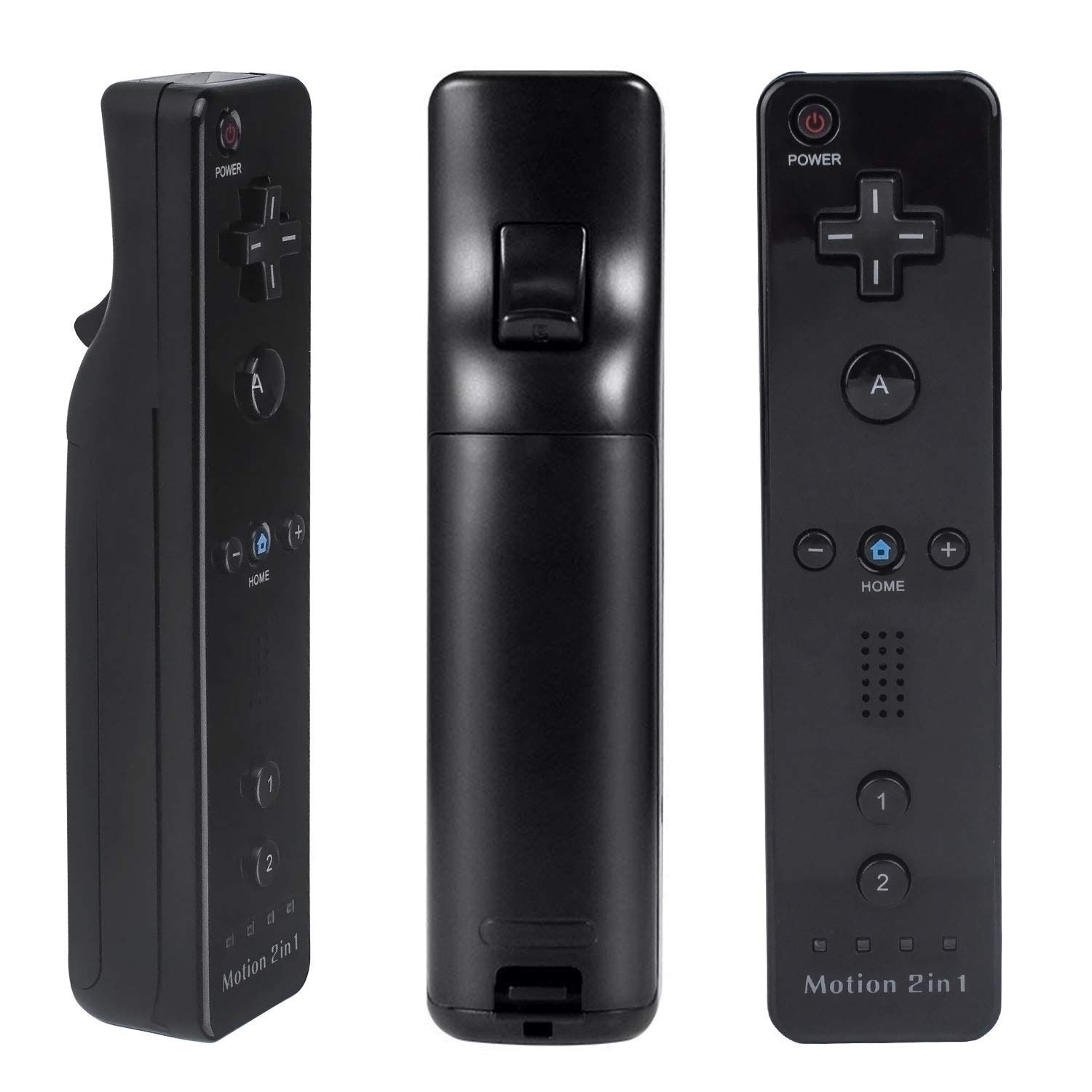 ECRAB Wii Remote with Motion Plus, 2 Pack, Wii Controller Compatible with Wii and Wii U Console Wii Remote Controller with Shock Function (Black+Dark Blue)