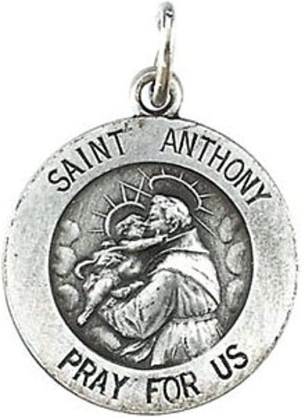 NC88 Sterling Silver St. Anthony Medal Necklace 18 (15 MM) | Amazon.com