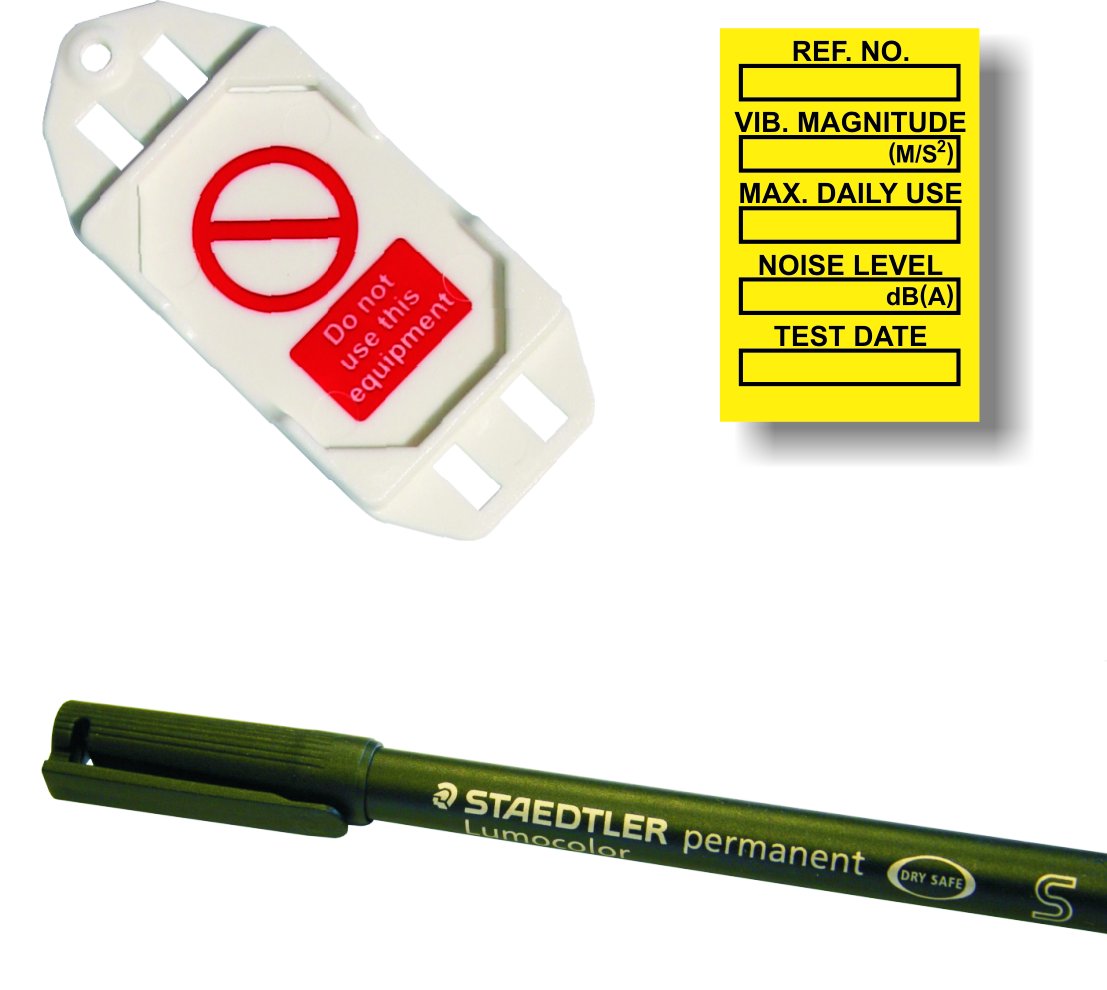 Vibration Control Safety Tagging Kit 20 x Holders 40 x Inserts 1 x Pen