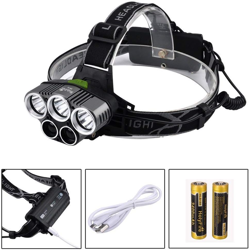 Super Bright LED – 8000 Lumen Waterproof Floodlight with 6 LED Head Torch, Holy Fire Brightness Modes.