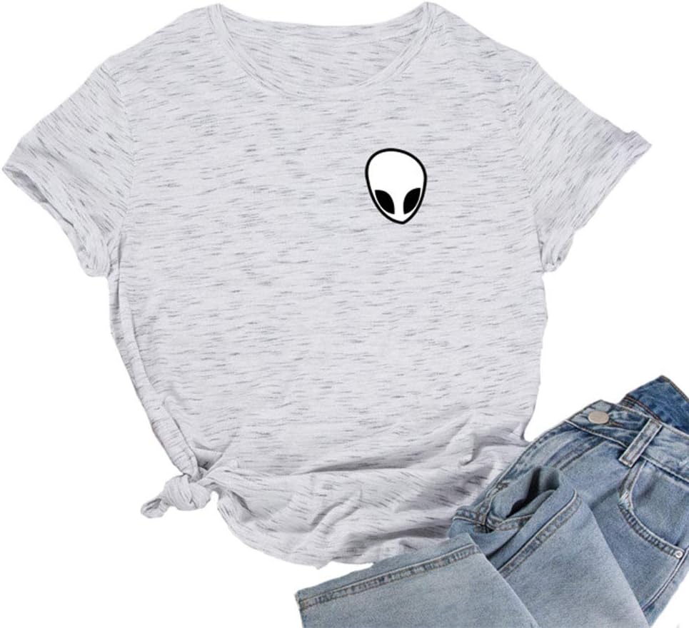 UR Ladies Teen Girls Short Sleeve Funny Cute Alien Crop Top T-Shirt