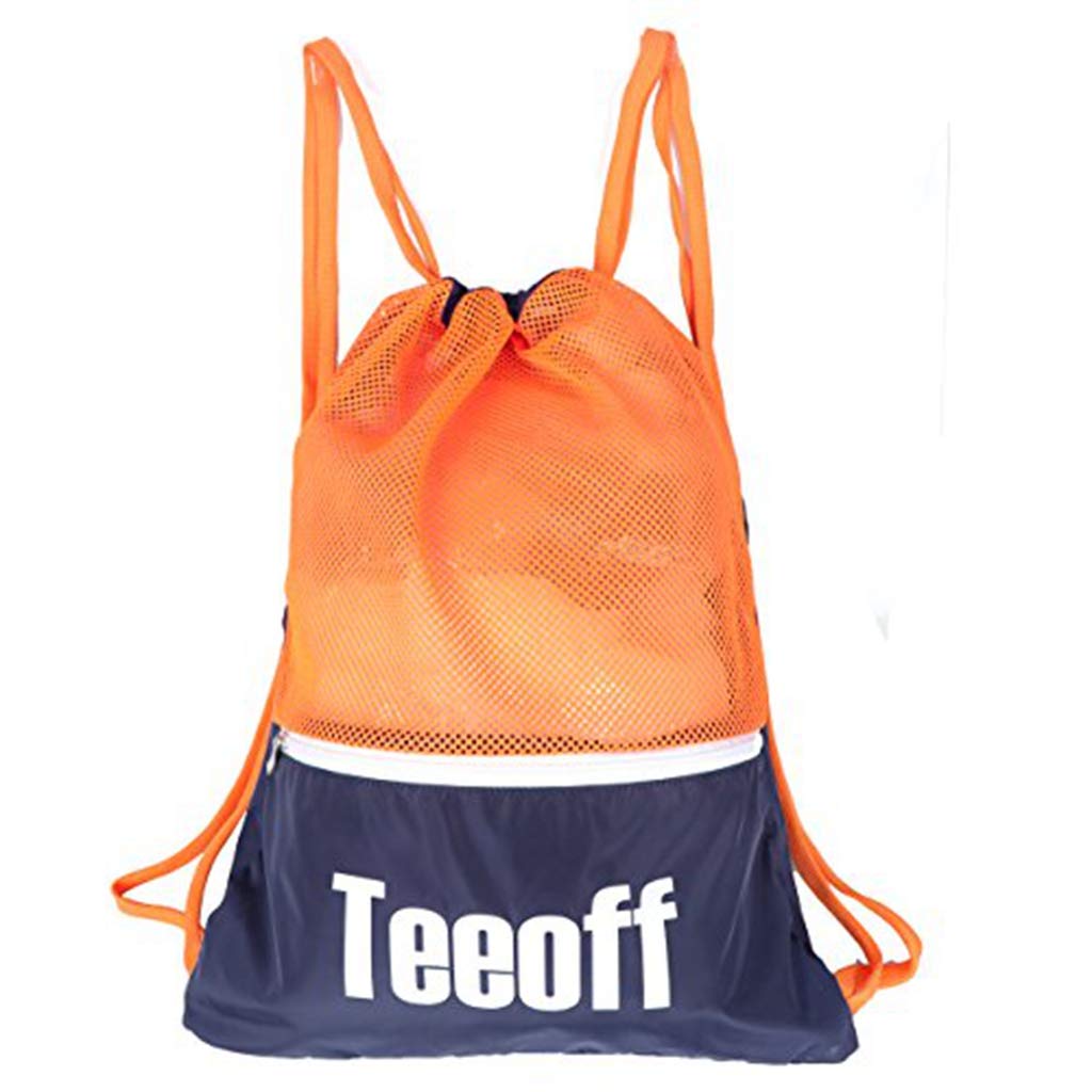 Teeoff Drawstring Bags Color Block Gym Sack Storage Backpack Bag with Zipper Pocket