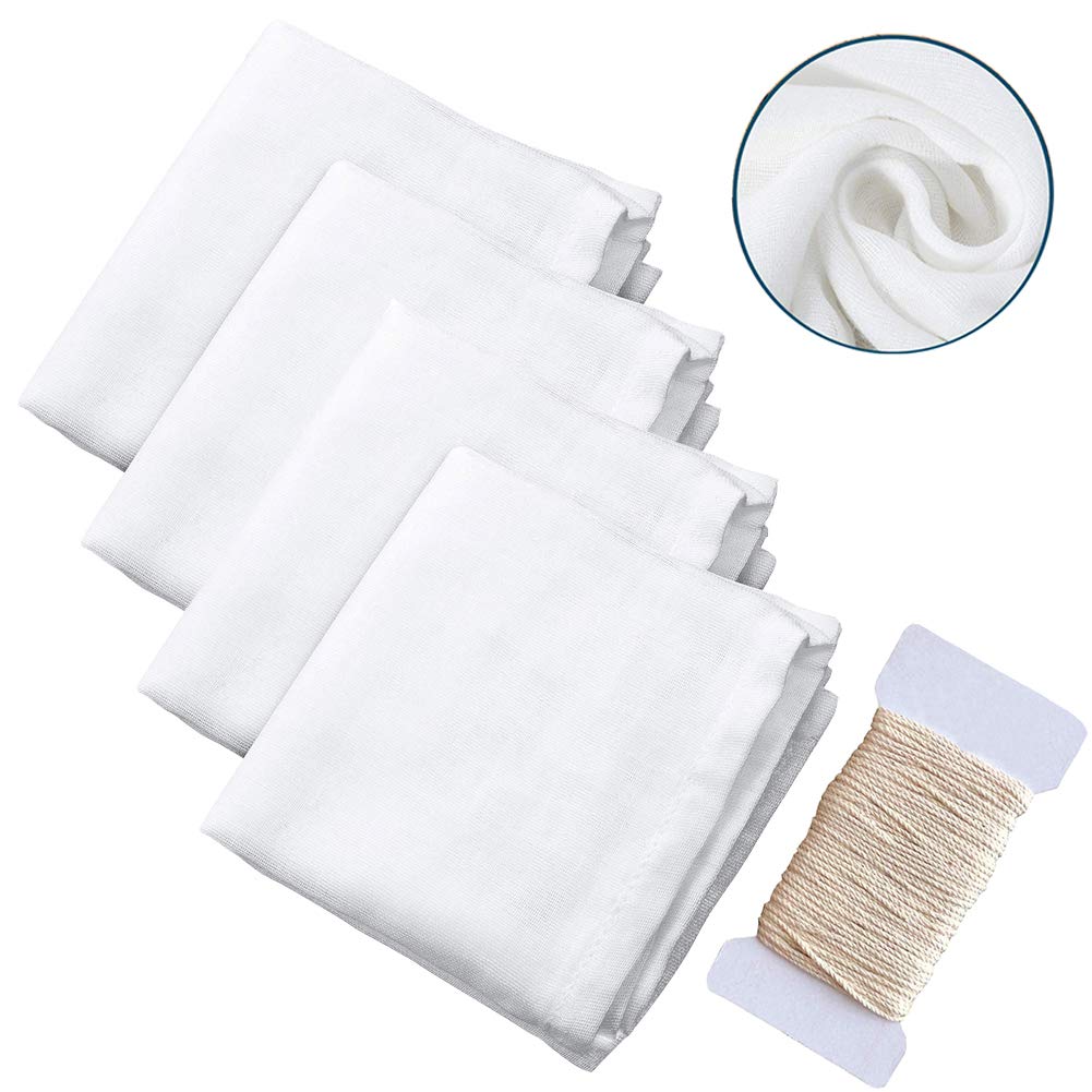 4 Pcs Square Soft Muslin Pure Cotton Cloth Muslin Cloths for Straining