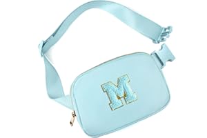 Gitus Gifts for 8 9 10 11 12 Year Old Girls Belt Bag Fanny Pack Crossbody Bags with Initial Letter Patch Cute Stuff Birthday Gifts for Teen Girls Women Personalized Trend Stuff (Icing Blue-M)