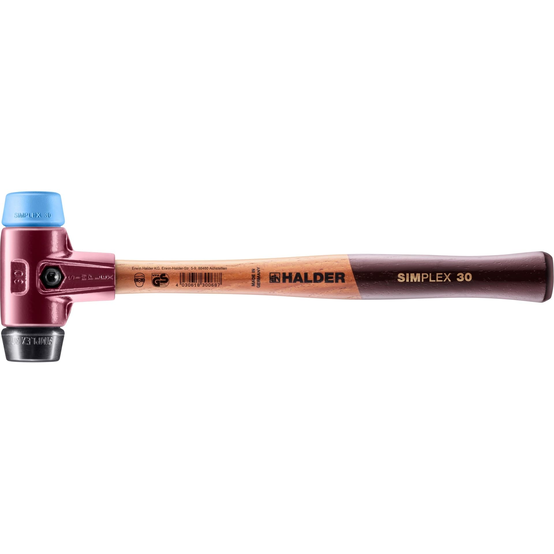 Halder 3012030 "Simplex Soft-Face Rubber/TPE-Soft" Mallet, Multi-Colour, 30 mm