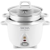Aroma Housewares 6-Cup (Cooked yield ) / 1.2Qt. Select Stainless Pot-Style Rice Cooker, & Food Steamer, One-Touch Operation, 