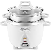 Aroma Housewares 6-Cup (Cooked yield ) / 1.2Qt. Select Stainless Pot-Style Rice Cooker, & Food Steamer, One-Touch Operation, 