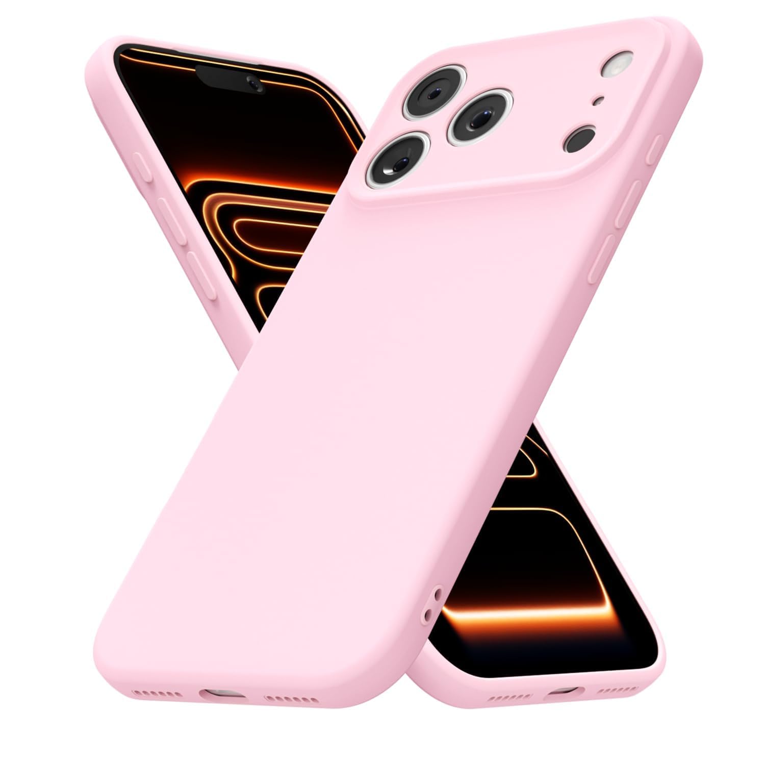 uvcoat for iPhone 17 Pro Case Silicone Phone Case, Slim Thin Soft Rubber Gel Cases for Women Girls, Cute Matte TPU Phone Cover with Full Camera Protection, Minimalist Plain Design, Light Pink