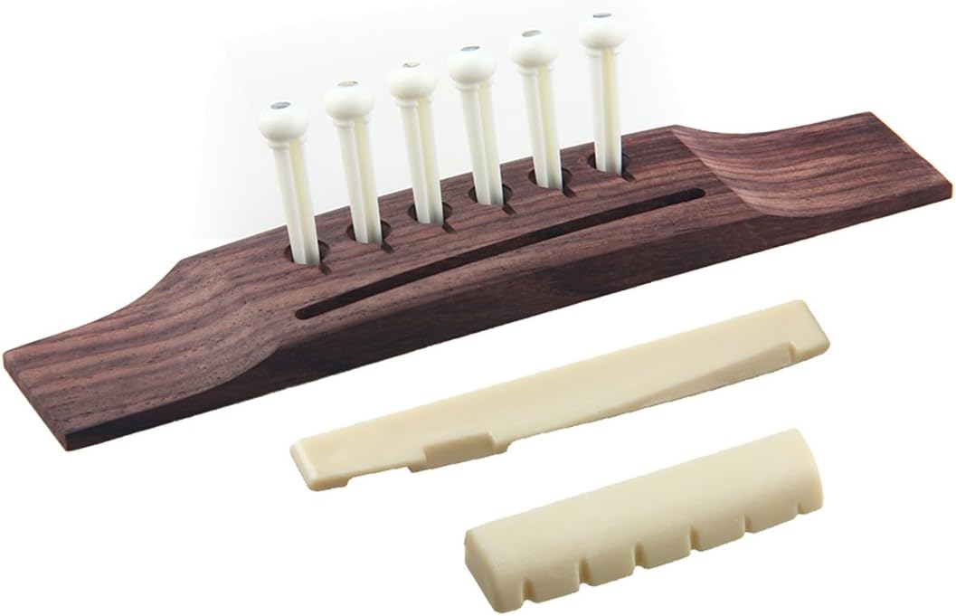 Guitar Bridge Nut Saddle And 6pcs String Pins For Acoustic Guitars Parts Replacement (Z4979)