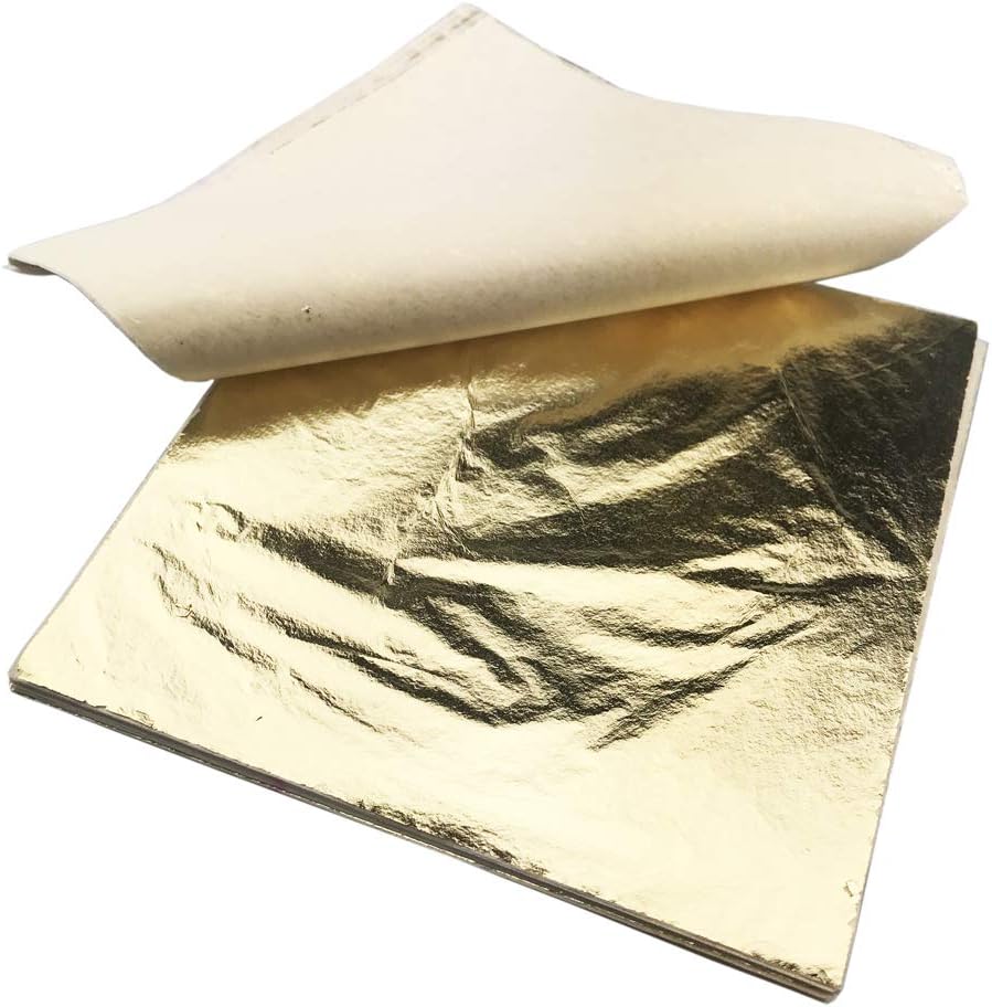 Qiuyan 100pcs Imitation Gold Leaf Leaves for Art, Crafts Decoration,Decoration DIY, Gilding Crafting, Frames