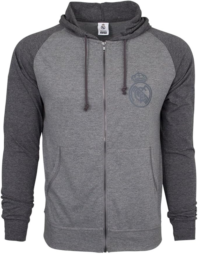 Amazon.com : Real Madrid Hoodie Fz Summer Light Zip up Jacket Grey Adults (L) : Clothing