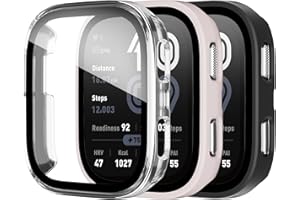 HQzon 3 Pack Case Compatible with Amazfit Bip 6 Smartwatch Case,PC Material with Built in Tempered Glass Screen Protector Compatible with Amazfit Bip 6