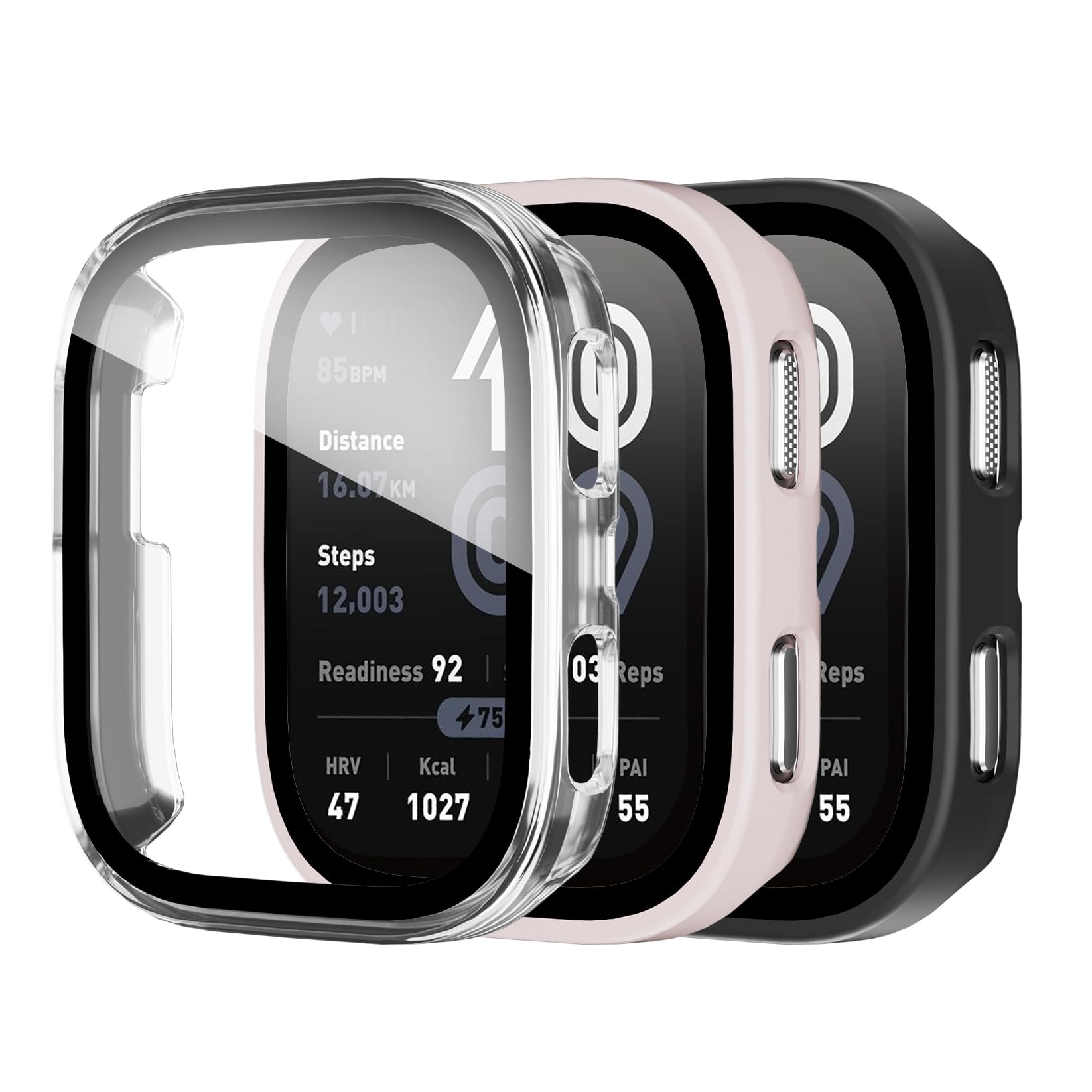 Photo 1 of HQzon 3 Pack Case Compatible with Amazfit Bip 6 Smartwatch Case,PC Material with Built in Tempered Glass Screen Protector Compatible with Amazfit Bip 6
