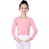 QLM Ballet Sweater for Girls Dance Sweater Ballet Wrap Top for 3-10 Years Long Sleeves Soft and Warm