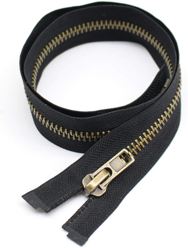 YKK Reißverschluss, 2-Wege Teilbar, 85 Cm – Metallzähne, Schokobraun (Breite 2,9 Cm, Messingfarben)