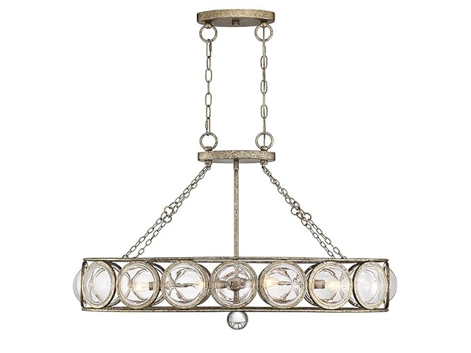 Island Lighting 6 Light With Brittania Gold Finish Metal Glass C
