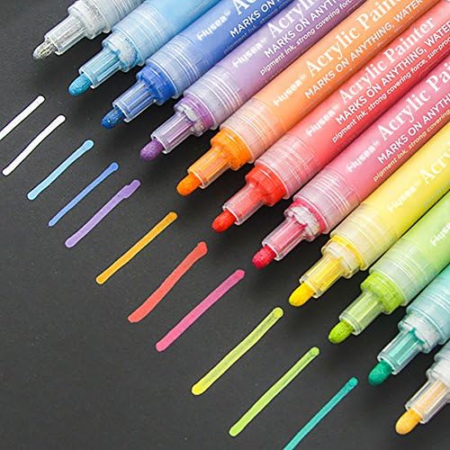 Acrylic Paint Pens,Paint Marker Pen,Permanent Paint Markers Set for Paper,Glass,Metal,Canvas,Wood,Ceramic,Fabric Painting,DIY Crafts,Quick Dry,12 colors