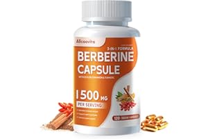 Allcoovita Berberine Supplement - Berberine 1500mg Per Serving,120 Capsules - Berberine HCI - Berberine Plus - Plus Pure True Ceylon Cinnamon, Berberine HCI Root Supplements Pills
