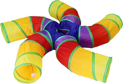 Bemodst Rainbow Cat Tunnel 5-Way Play Tent Interactive Maze Collapsible