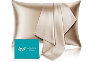 HYZSJ Mulberry Silk Pillowcase for Hair and Skin Standard Size 20"X 26" with Hidden Zipper, Softer Than Silk Pillow Cases Queen Smooth Cooling Pillow Covers for Sleeping(Champagne Gold,Standard,1Pcs)