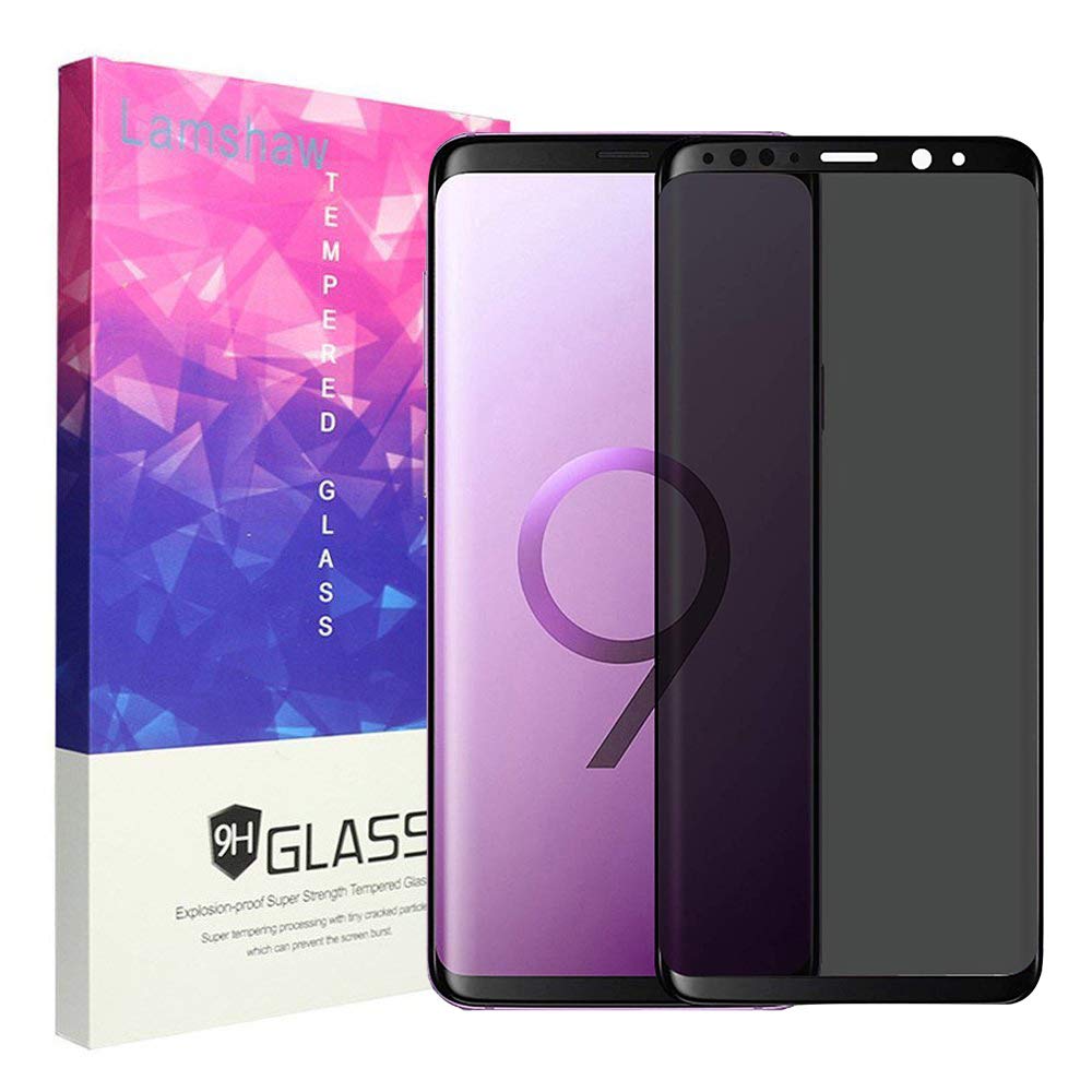 LvBu Privacy Screen Protector Compatible with Samsung Galaxy S9 Privacy Full Screen Protection Anti-Spy Tempered Glass Black Edge Surface Full Screen (S9)