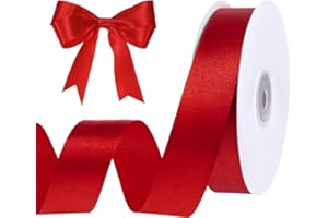 WORIC Red Ribbon 1 Inch 50 Yards Craft Polyester Christmas Satin Ribbon Red Bows for Wedding Outdoor Patio Decor Wreath Hair Bows Crafts Gift Wrapping DIY Projects