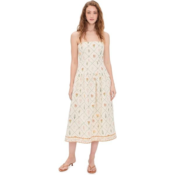 flattering midi dresses Women's Meet Me in the Meadow Green Checked Cotton Lace Back Midi Dress | Size: L