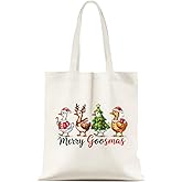 Jnglr Merry Christmas Silly Goose Bag Canvas Tote Bag, Cute Tote Bags for Women Funny Christmas Tote Bags Book Lovers Women Reusable Grocery Bag