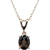 LE VIAN 1 Carat Brown Smoky Quartz Oval Pendant Necklace for Women I 925 Sterling Silver w 14k Rose Gold Plating Pendant for Her I 18 Inch Chain Necklace with Spring Ring Clasp I V Bail Dangle Charm
