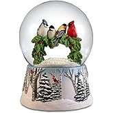 Multi Birds on a Wreath Water Globe San Francisco Music Box