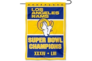 WINCRAFT Los Angeles Rams 2 Time Champions Super Bowl LVI Double Sided Garden Banner Flag