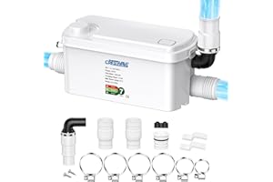 Crestwave 250W High-Efficiency Sewerage Pump/Sink Pump, Basement Pump for Upflush Toilet for Basement, Upflush Sump Pump for Basement, Kitchen, Sink, Shower, Bathtub, Laundry, and RV Sewage Systems