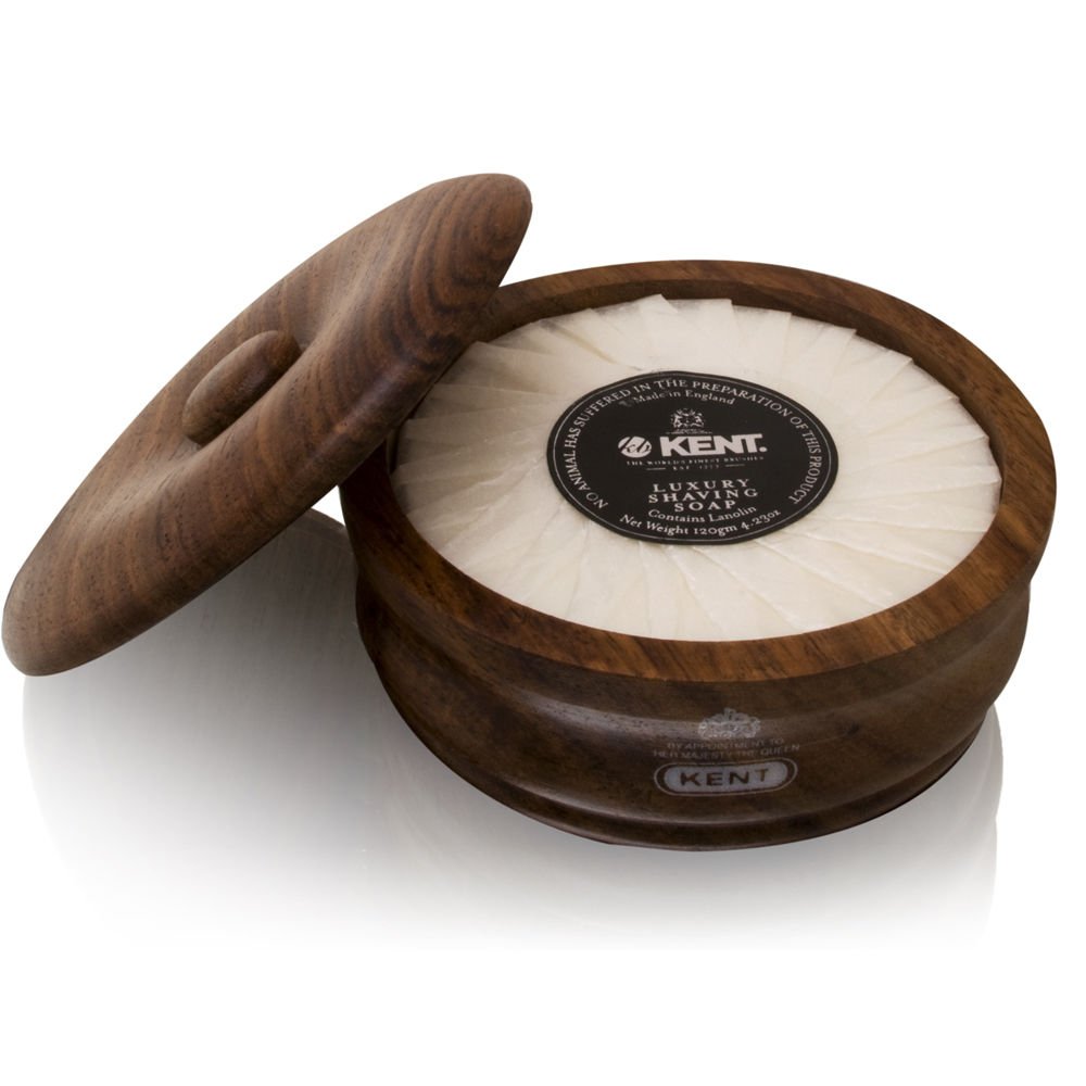 Kent Shaving Soap in Dark Oak Wooden Bowl SB3 4.2 oz Beauty