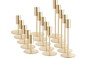 ECHFSM Gold Taper Candlestick Holders,Taper Candle Holders Set of 15,Metal Taper Candle Sticks Stand Holders,Modern Decorative Candle Holders for Wedding Certerpieces,Festive, Mantel,Home,Party